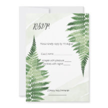 Cartão RSVP de Casamento de Fern Verde Minimalista