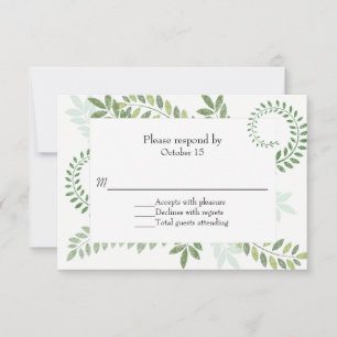 Cartão RSVP de Casamento de Ferns Verde