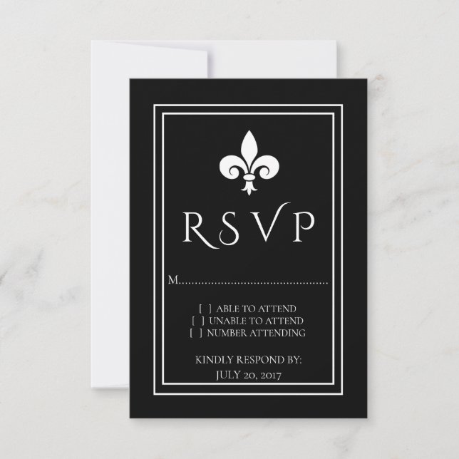 Cartão RSVP de Casamento de Fleur de Lis (Frente)