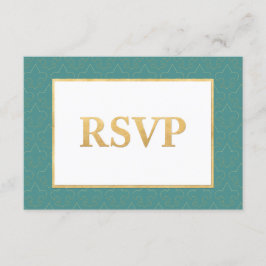 Cartão RSVP de Casamento de Fleur De Lis Teal & Do