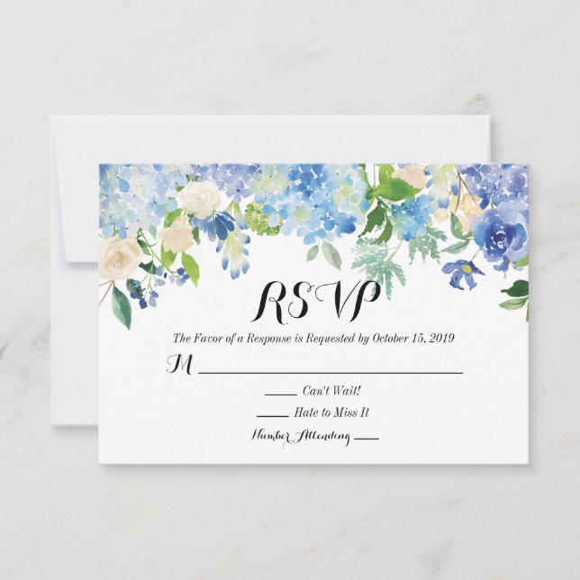 Cartão RSVP de Casamento de Flor de Hydrangea Verd (Frente)