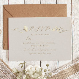 Cartão RSVP de Casamento de Flor Selvagem Boho Fal