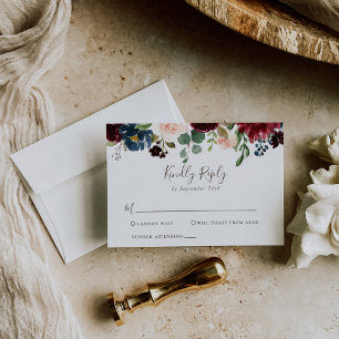 Cartão RSVP de Casamento de Flores Clássicas do ri