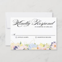 Cartão RSVP de Casamento de Flores Paster Spring