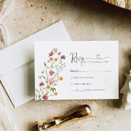 Cartão RSVP de Casamento de Flores Selvagens