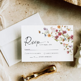 Cartão RSVP de Casamento de Flores Selvagens