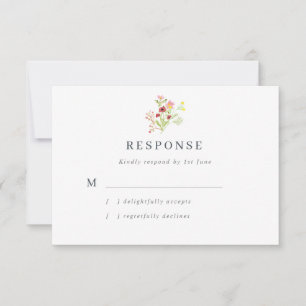 Cartão RSVP de Casamento de Flores Selvagens de A