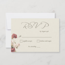 Cartão RSVP de Casamento de Flores Selvagens de Aq
