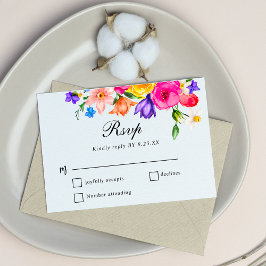 Cartão RSVP de casamento de flores silvestres colo