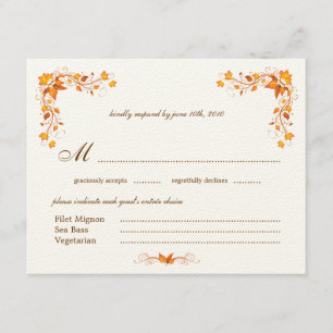Cartão RSVP de Casamento de Folhagem de outono com