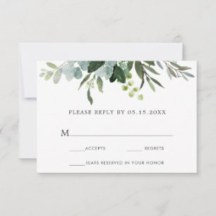 Cartão RSVP de Casamento de Folhagem Verde Eucalyp