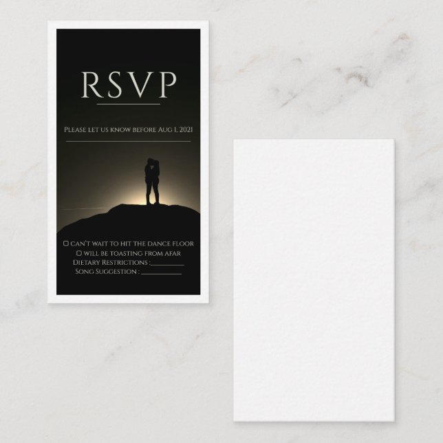 Cartão Rsvp De Casamento De Foto Branco E Preto Pl (Frente/Verso)
