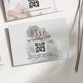 Cartão RSVP de Casamento de Foto com Código QR