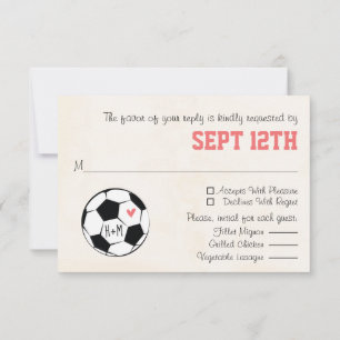 Cartão RSVP de Casamento de Futebol Monograma com 