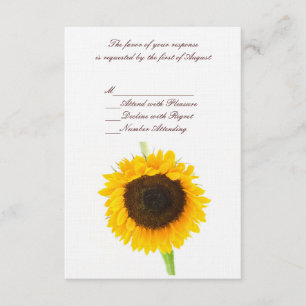 Cartão RSVP de Casamento de Girassol