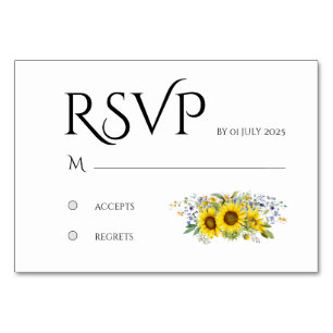 Cartão RSVP de casamento de girassol