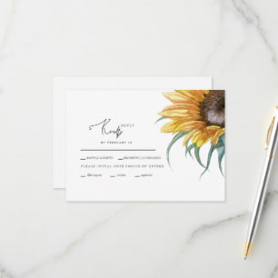 Cartão RSVP de Casamento de Girassol Grande soltei