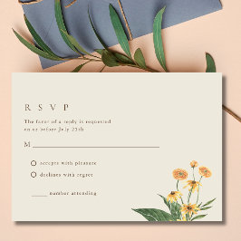 Cartão RSVP de Casamento de Girassol Simples