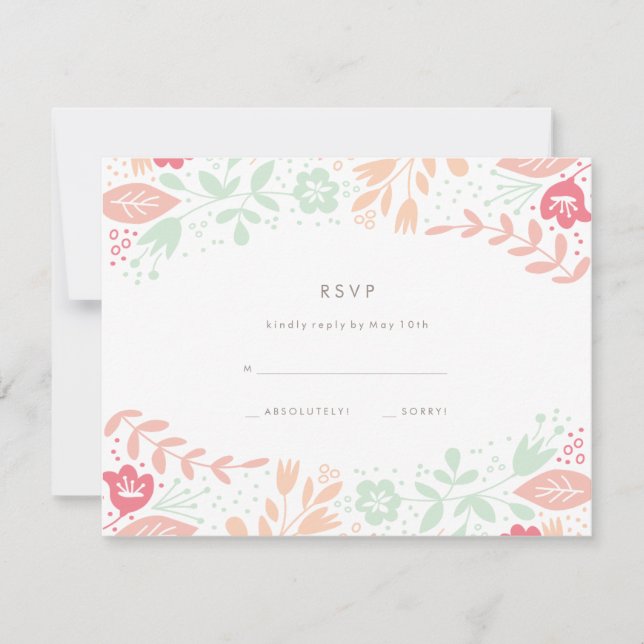 Cartão RSVP de Casamento de Grace Floral Pastels (Frente)