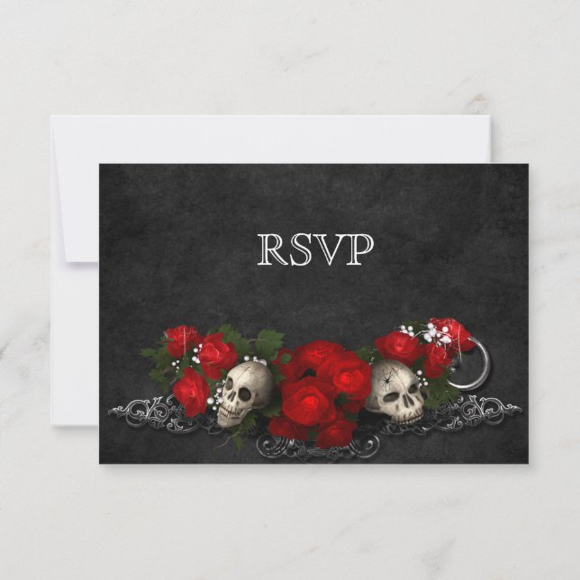 Cartão RSVP de Casamento de Halloween Elegante (Verso)