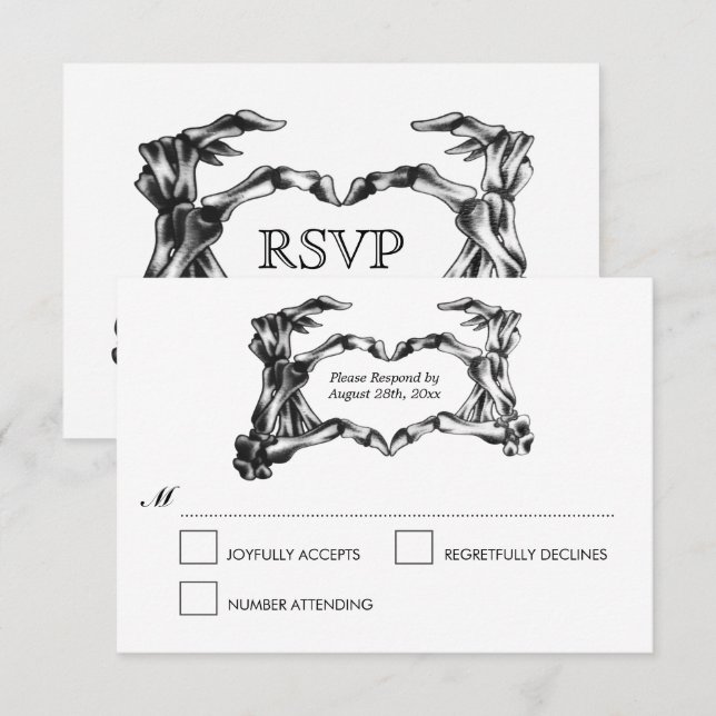 Cartão RSVP de Casamento de Halloween Elegante (Frente/Verso)