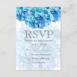 Cartão RSVP de casamento de hydrangea azul