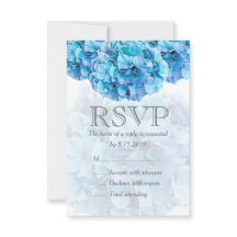 Cartão RSVP de casamento de hydrangea azul