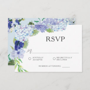 Cartão RSVP de Casamento de Hydrangea Azul