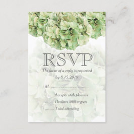 Cartão RSVP de Casamento de Hydrangea Verde