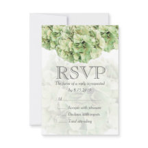 Cartão RSVP de Casamento de Hydrangea Verde