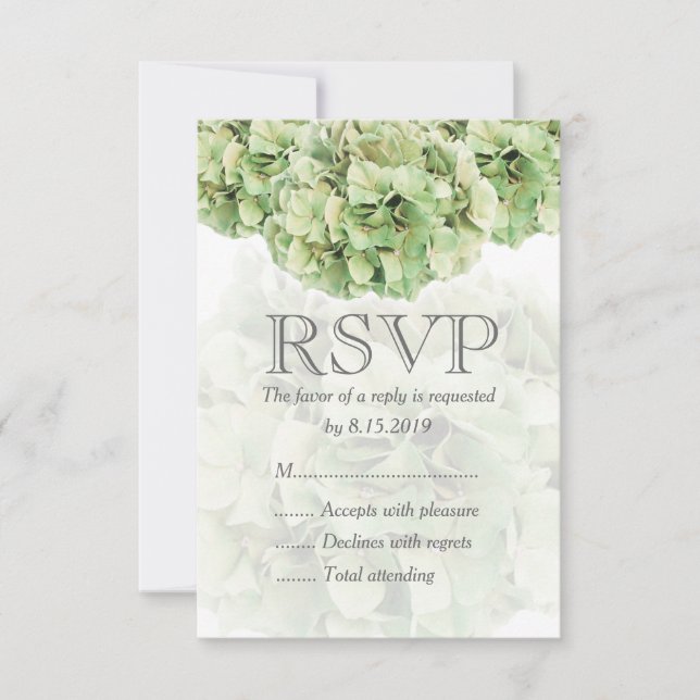 Cartão RSVP de Casamento de Hydrangea Verde (Frente)