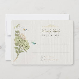 Cartão RSVP de Casamento de Hydrangea Verde Elegan