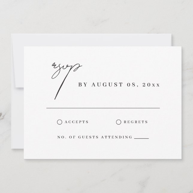 Cartão RSVP de Casamento de Ilustração de Água de Nova Yo (Frente)