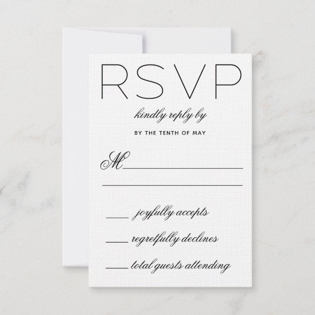 Cartão RSVP de Casamento de Iniciais Elegante (Frente)
