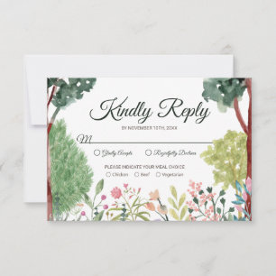Cartão RSVP de Casamento de Jardim de Aquarela