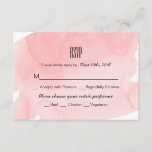 Cartão RSVP de Casamento de Lavagem em Água Rosa