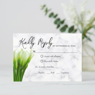 Cartão RSVP de Casamento de Lily Florals White Cal