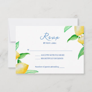 Cartão RSVP de Casamento de Limão de Aquarela Medi