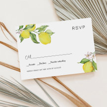 Cartão RSVP de Casamento de Limões de Verão