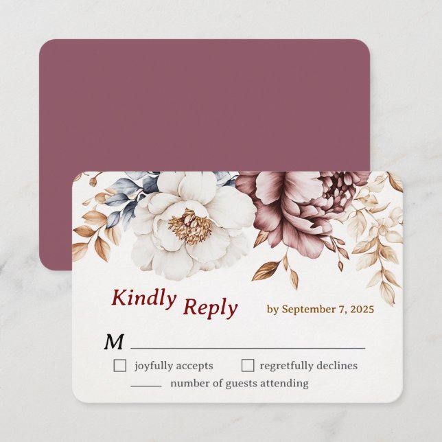 Cartão RSVP de Casamento de Luxo Vitoriano (Frente/Verso)