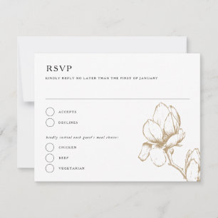 Cartão RSVP de Casamento de Magnolia Bloom Elegant