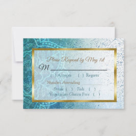 Cartão RSVP de Casamento de Mandala Azul