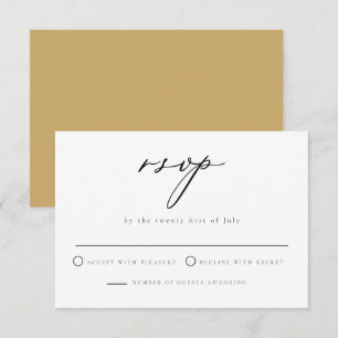 Cartão RSVP de Casamento de Manuscrito de Mostarda