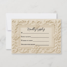 Cartão RSVP de Casamento de Marble Veil
