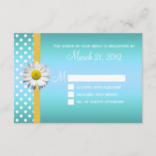 Cartão RSVP de Casamento de Margarida Azul e Amare