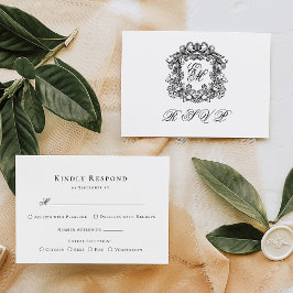 Cartão RSVP de Casamento de Menu Elegante Monogram