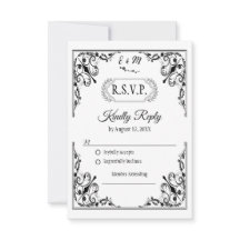 Cartão RSVP de Casamento de Monograma Gótico Elega