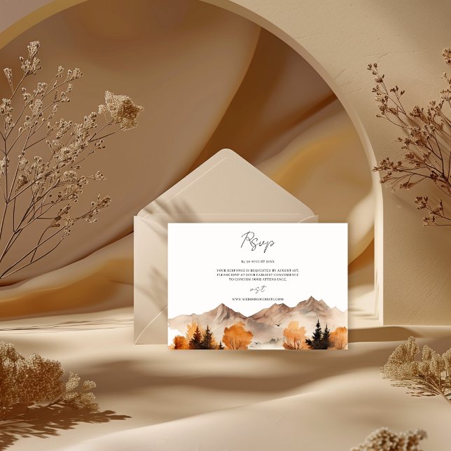 Cartão Rsvp De Casamento De Montanha De Queda (Criador carregado)