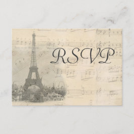 Cartão RSVP de Casamento de Música em Paris Vintag