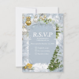 Cartão RSVP de Casamento de Natal Branco